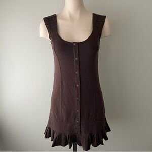Nomads Hemp Wear Organic Cotton Hemp Ruffled Tank Dress Chocolate Brown